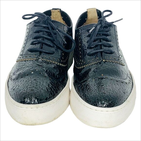 Shellys London Kimmie Black Perforated Leather Oxford Sneakers Shoe EU 37 US 6.5 - Picture 5 of 9